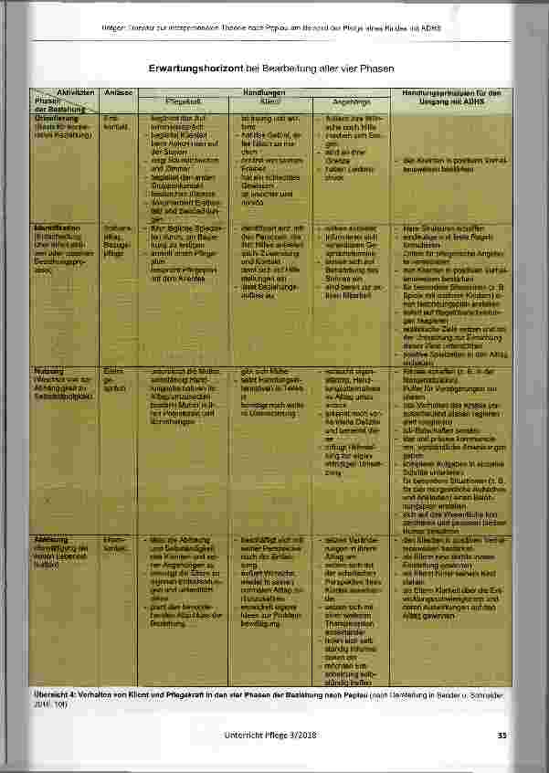 Vorschauseite 6: Transfer zur interpersonalen Theorie nach Peplau am Beispiel der Pflege eines Kindes mit ADHS