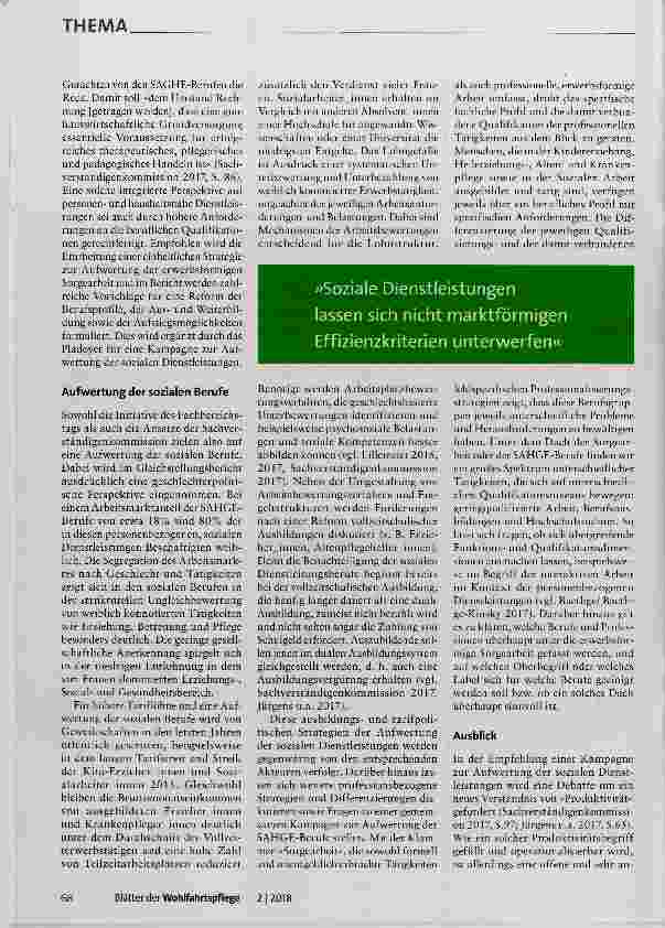 Vorschauseite 2: Aufwertung der Sozialen Berufe unter dem Label »SAHGE«?