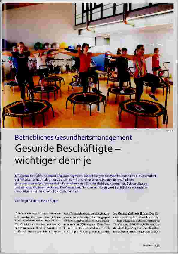 Vorschauseite 1: Betriebliches Gesundheitsmanagement Gesunde Beschäftigte wichtiger denn je