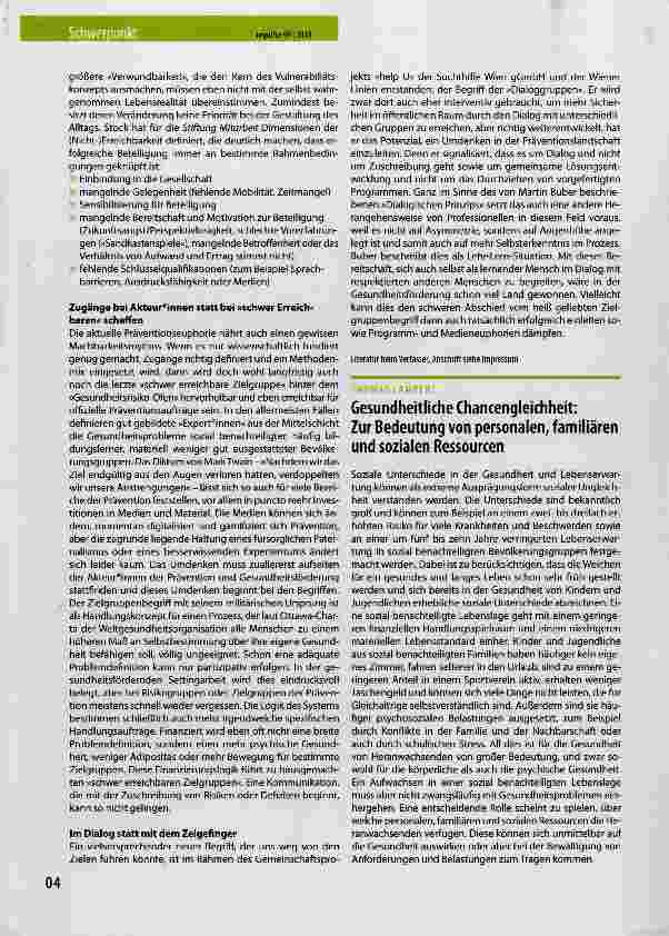 Vorschauseite 2: Schwer erreichbar oder schwer erreichbar gemacht? Wer auf Gruppen zielt, hat in der Gesundheitsförderung schon verloren