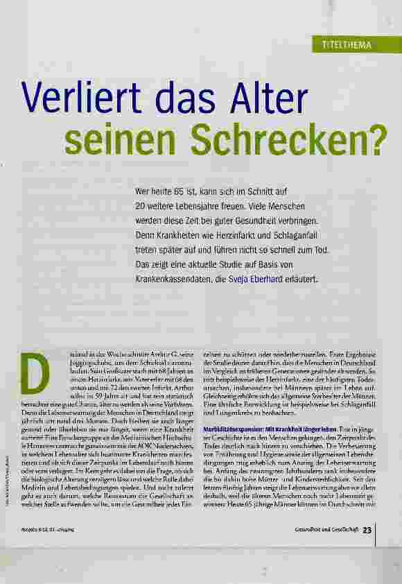 Vorschauseite 1: Verliert das Alter seinen Schrecken?