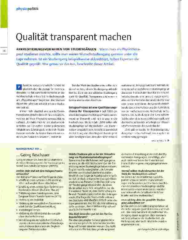 Vorschauseite 1: Qualität transparent machen