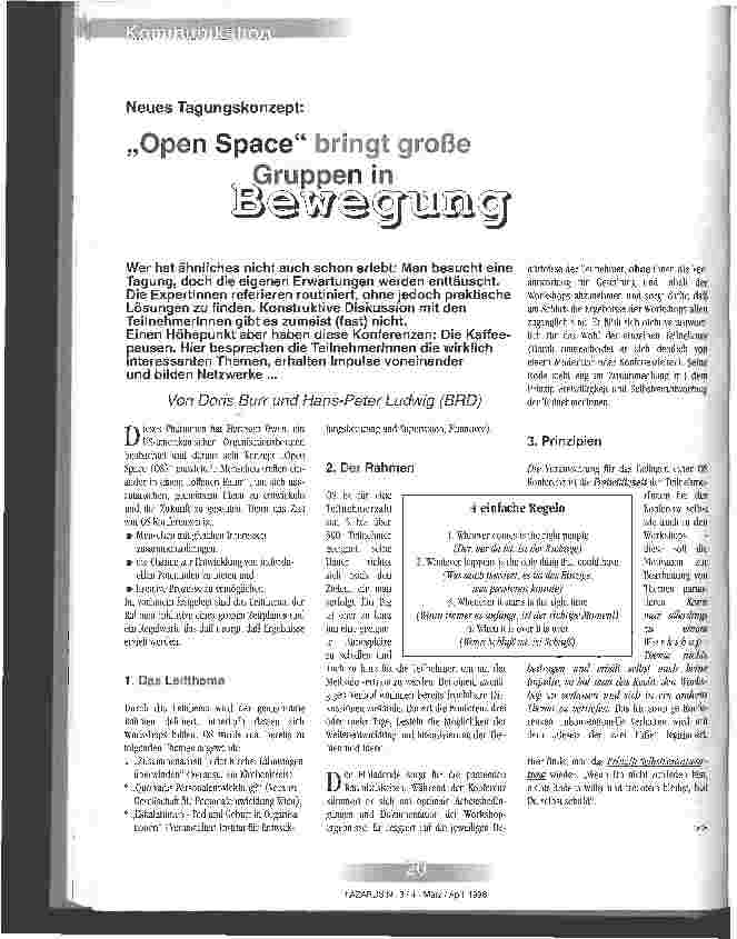 Vorschauseite 1: Open Space bringt große Gruppen in Bewegung