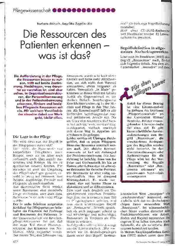 Vorschauseite 1: Die Ressourcen des Patienten erkennen - was ist das?