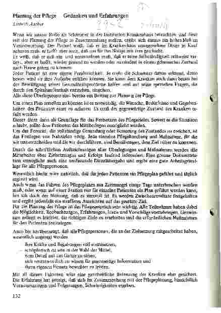 Vorschauseite 1: Planung der Pflege - Gedanken und Erfahrungen