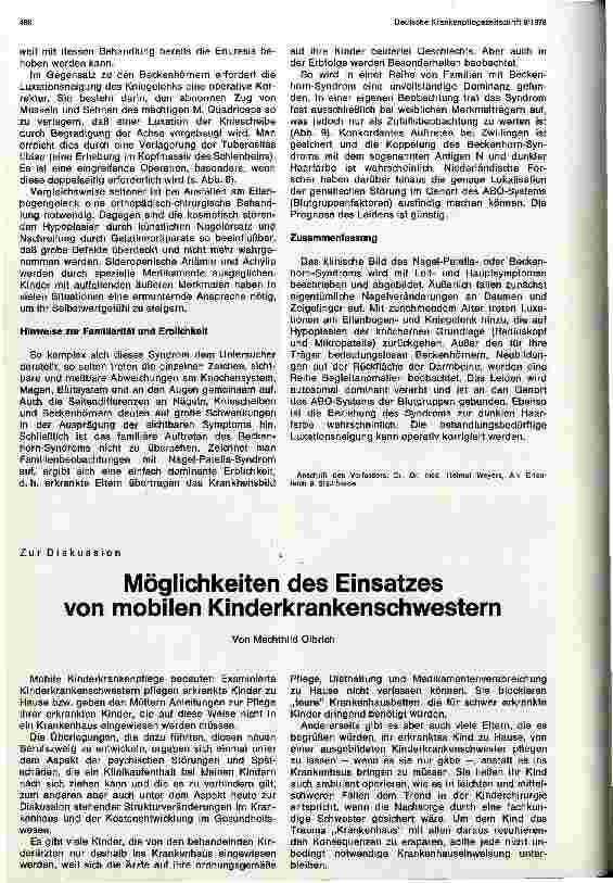 Vorschauseite 1: Möglichkeiten des Einsatzes von mobilen Kinderkrankenschwestern