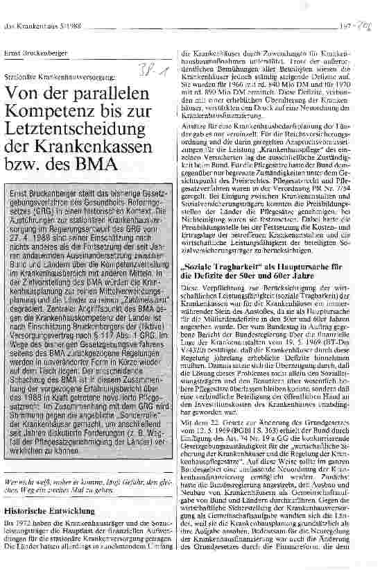 Vorschauseite 1: Von der parallelen Kompetenz bis zur Letztentscheidung der Krankenkassen bzw. des BMA
