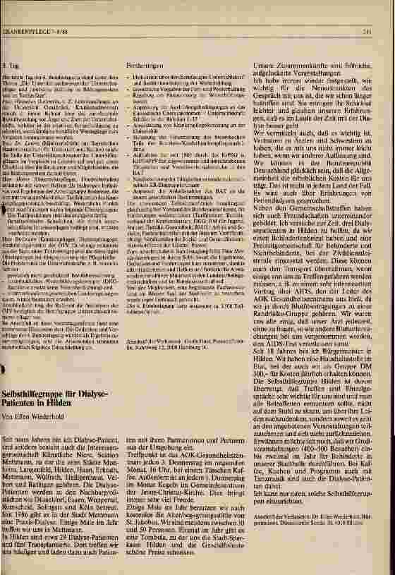 Vorschauseite 2: Tagungsbericht der 4. Bundestagung der Unterrichtsschwestern und Unterrichtspfleger vom 3.-5.Mai 1988 in Kassel