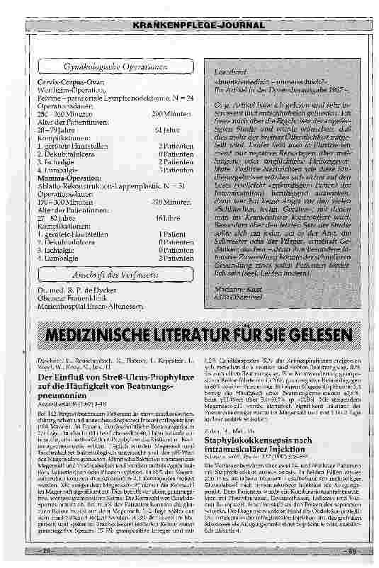 Vorschauseite 2: Dekubitus-Prophylaxe in der Gynäkologie bei onkologischen Operationen