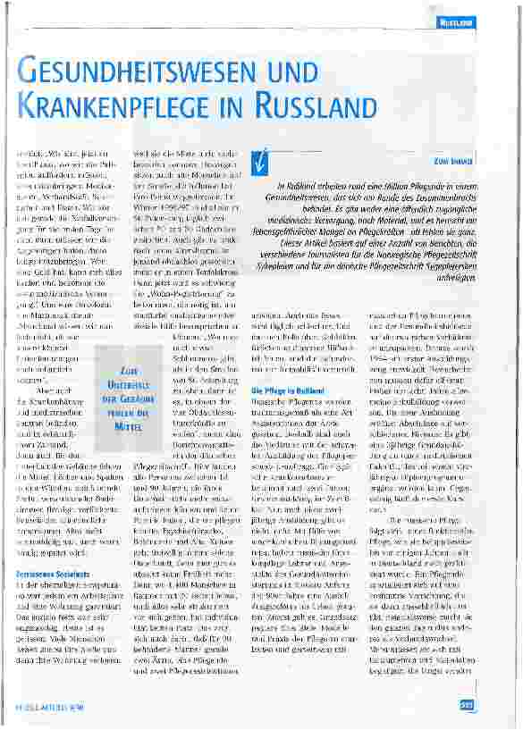 Vorschauseite 1: Gesundheitswesen und Krankenpflege in Rußland