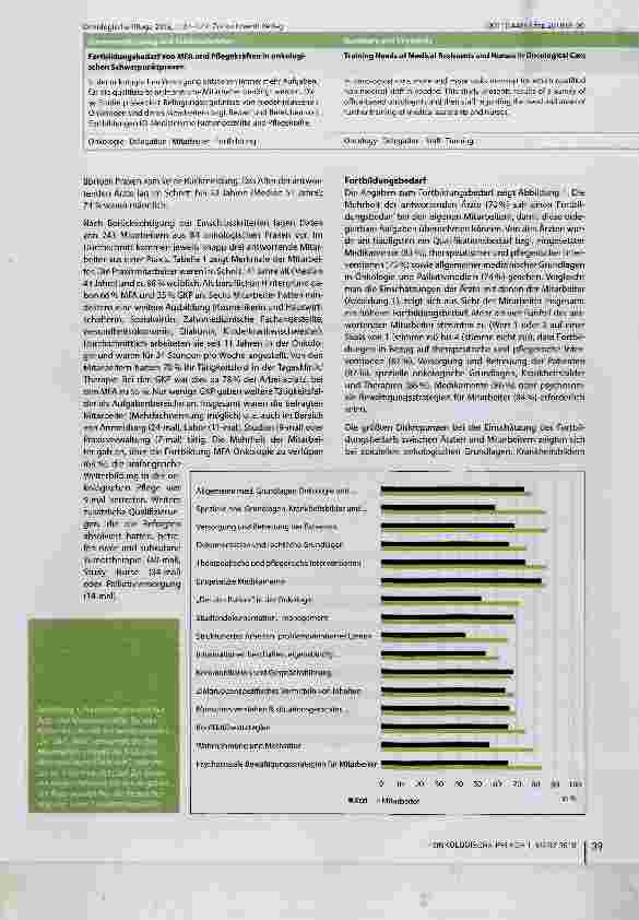 Vorschauseite 3: Fortbildungsbedarf von MFA und Pflegekräften in onkologischen Schwerpunktpraxen