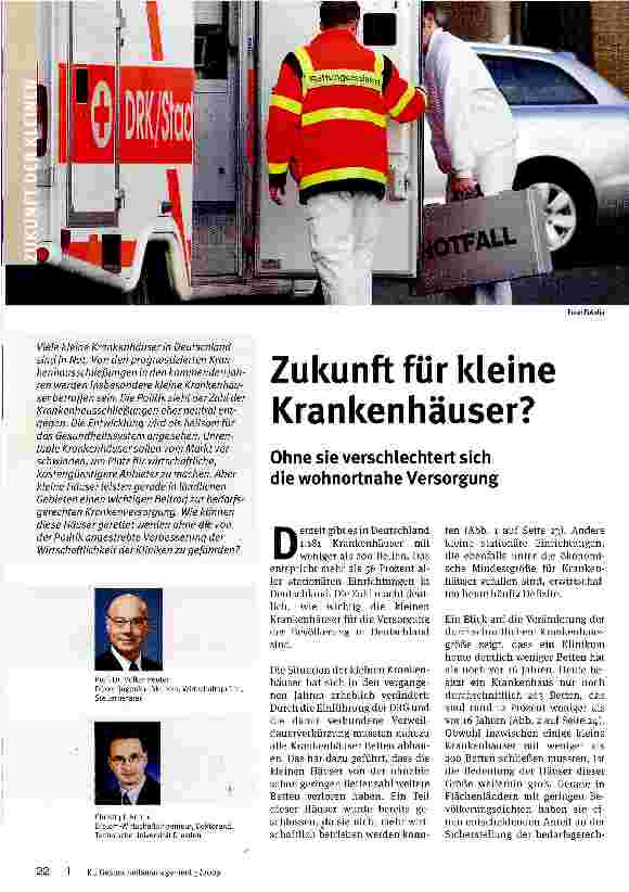 Vorschauseite 1: Zukunft für kleine Krankenhäuser?