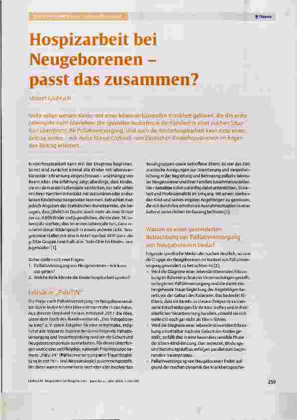 Vorschauseite 1: Hospizarbeit bei Neugeborenen passt das zusammen?