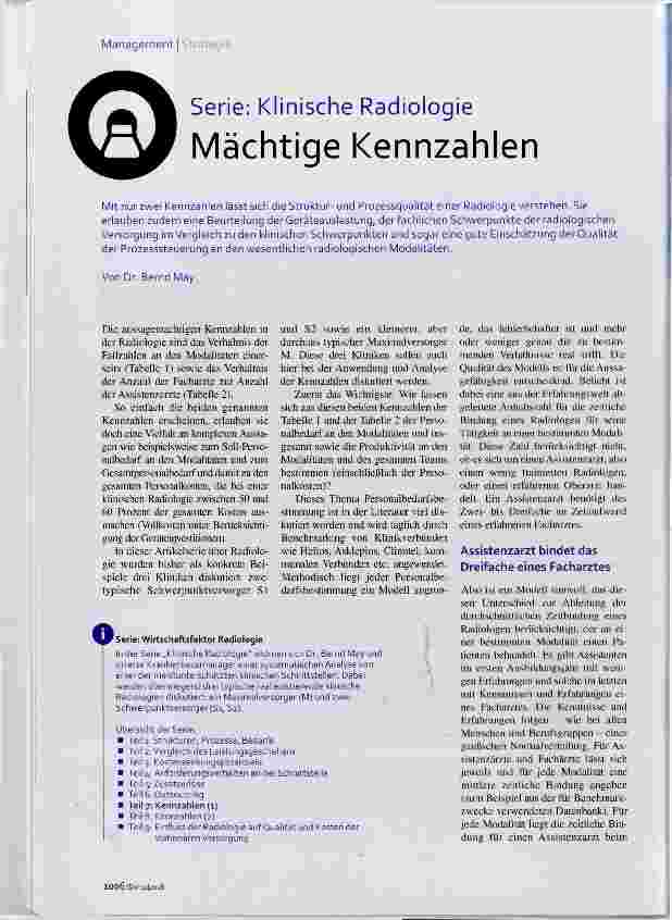 Vorschauseite 1: Serie: Klinische Radiologie Mächtige Kennzahlen