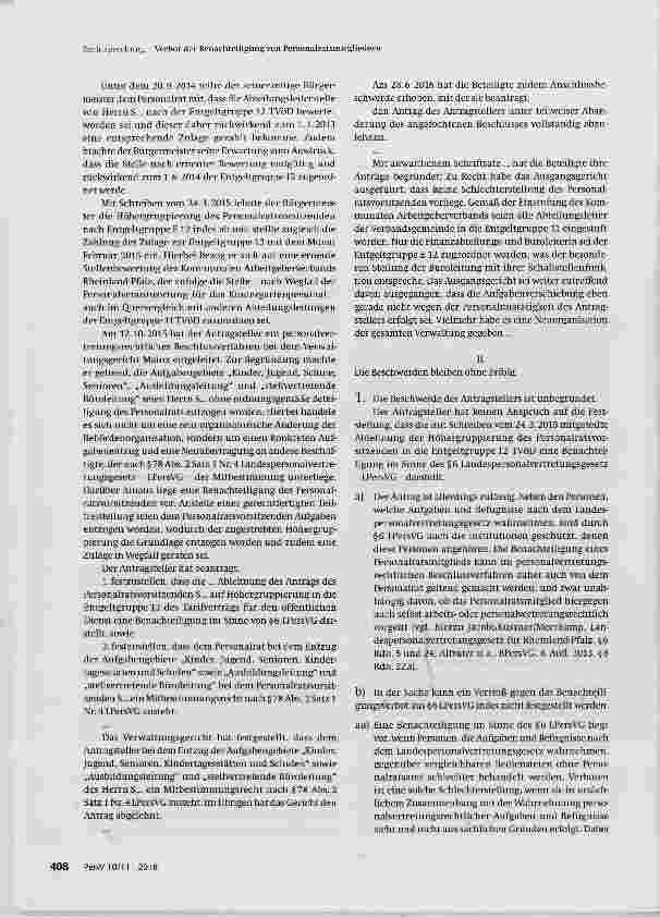 Vorschauseite 2: Verbot der Benachteiligung von Personalratsmitgliedern