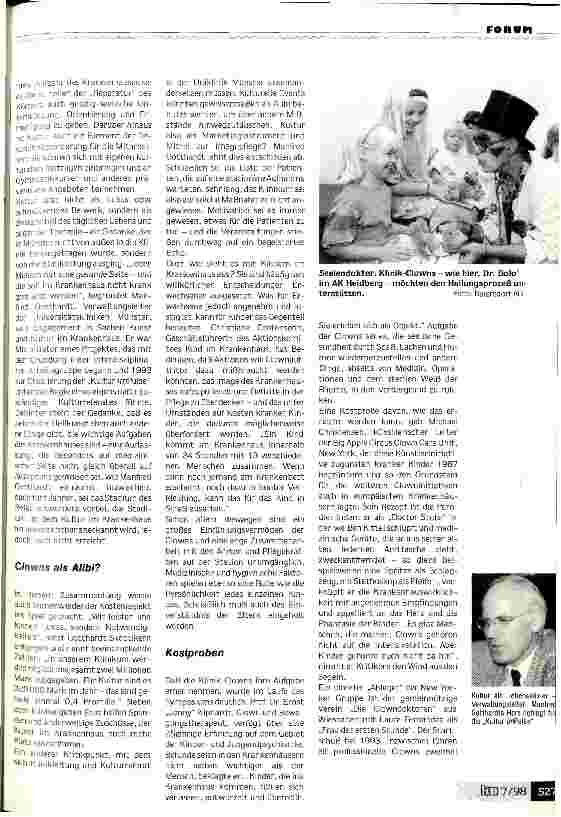 Vorschauseite 2: Spaß ist eine ernste Sache 1. Europäisches Clinic-Clown-Festival: Eine rote Nase aufsetzen allein reicht nicht aus