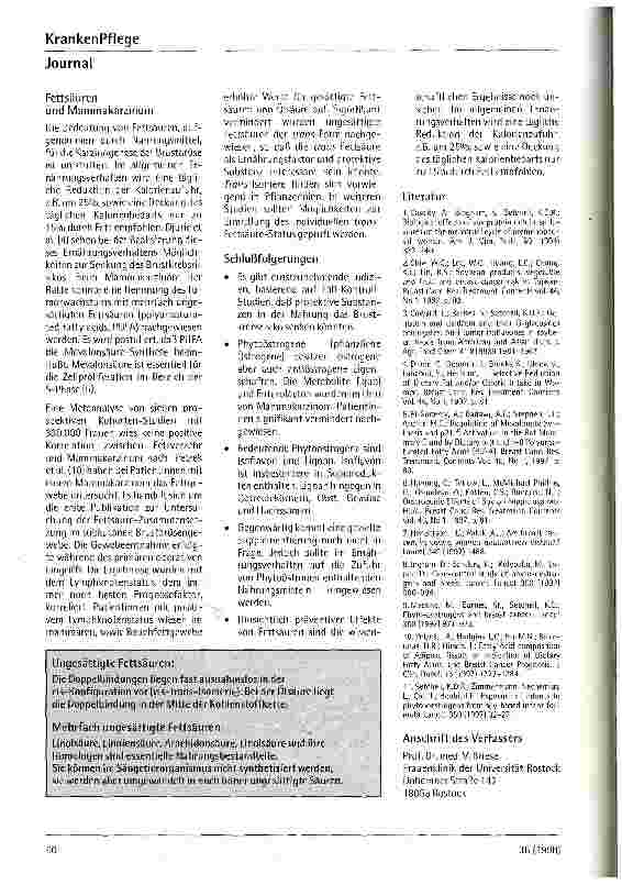 Vorschauseite 4: Ernährungsfaktoren und Mammakarzinom Phytoöstrogene und trans-Fettsäuren als potentiell protektive Substanzen