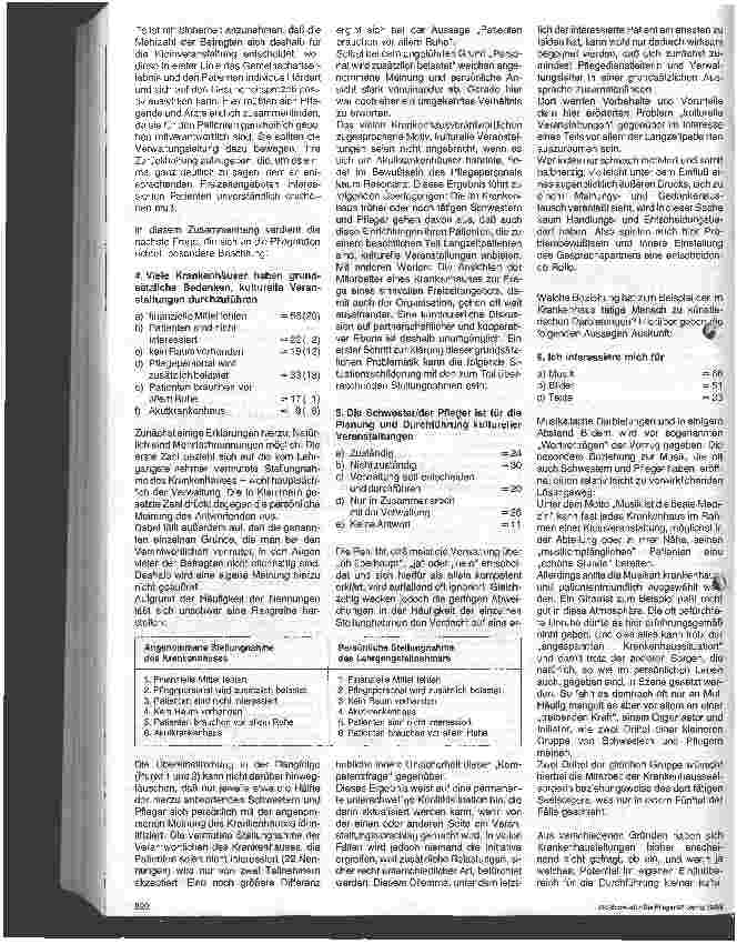 Vorschauseite 3: Unterhaltung im Krankenhaus / Mehr kulturelle Veranstaltungen gewünscht -- Ergebnis einer Fragebogenerhebung