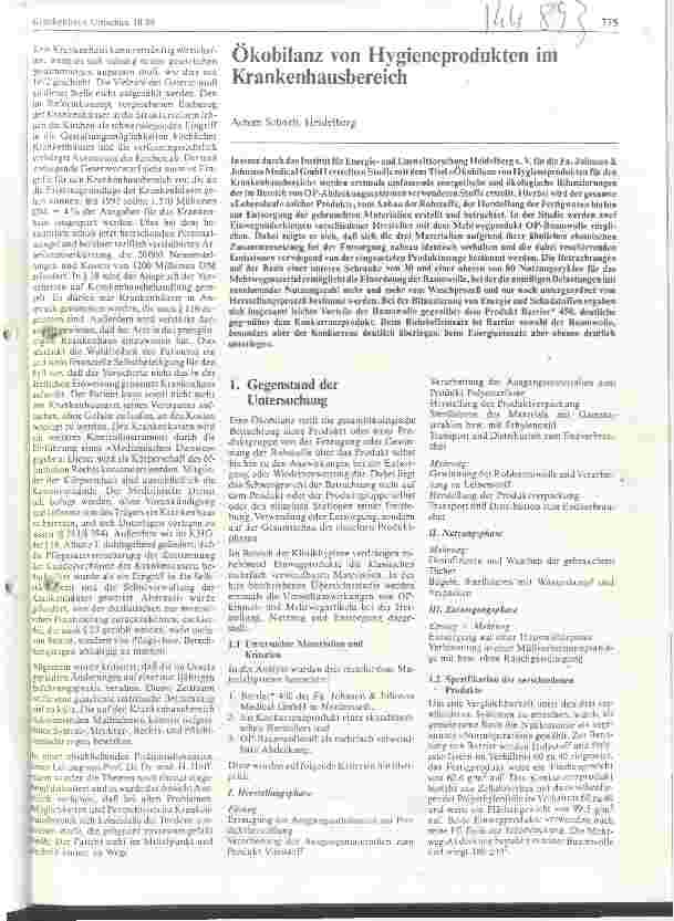 Vorschauseite 1: Ökobilanz von Hygieneprodukten im Krankenhausbereich