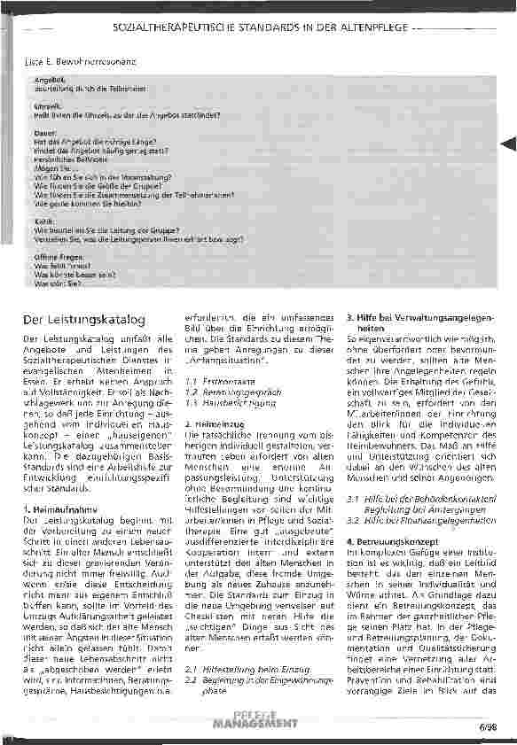 Vorschauseite 5: Sozialtherapeutische Standards in der Altenpflege erstellt von dem Arbeitskreis sozialtherapeutische Dienste des Diakonoschen Werks Essen
