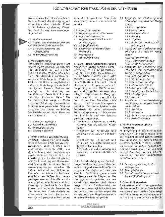 Vorschauseite 6: Sozialtherapeutische Standards in der Altenpflege erstellt von dem Arbeitskreis sozialtherapeutische Dienste des Diakonoschen Werks Essen