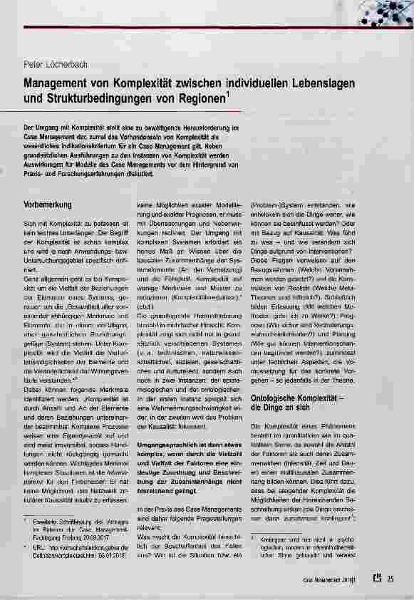 Vorschauseite 1: Management von Komplexität zwischen individuellen Lebenslagen und Strukturbedingungen von Regionen