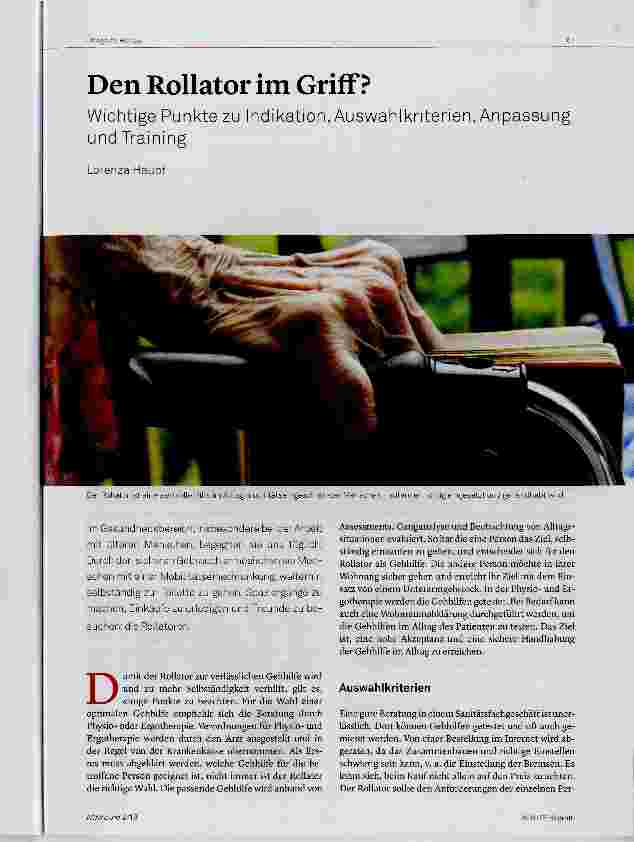 Vorschauseite 1: Den Rollator im Griff? Wichtige Punkte zu Indikation, Auswahlkriterien, Anpassung und Training