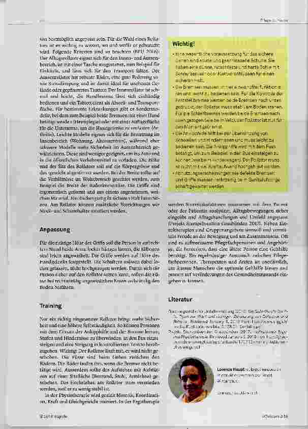 Vorschauseite 2: Den Rollator im Griff? Wichtige Punkte zu Indikation, Auswahlkriterien, Anpassung und Training