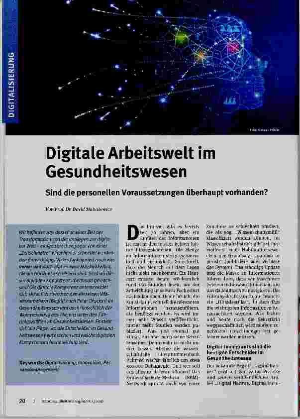 Vorschauseite 1: Digitale Arbeitswelt im Gesundheitswesen