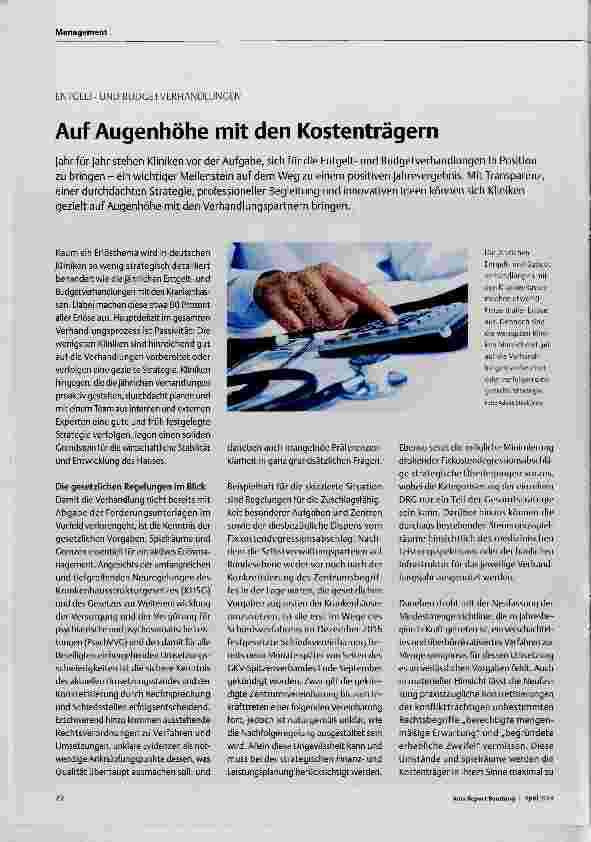 Vorschauseite 1: Auf Augenhöhe mit den Kostenträgern
