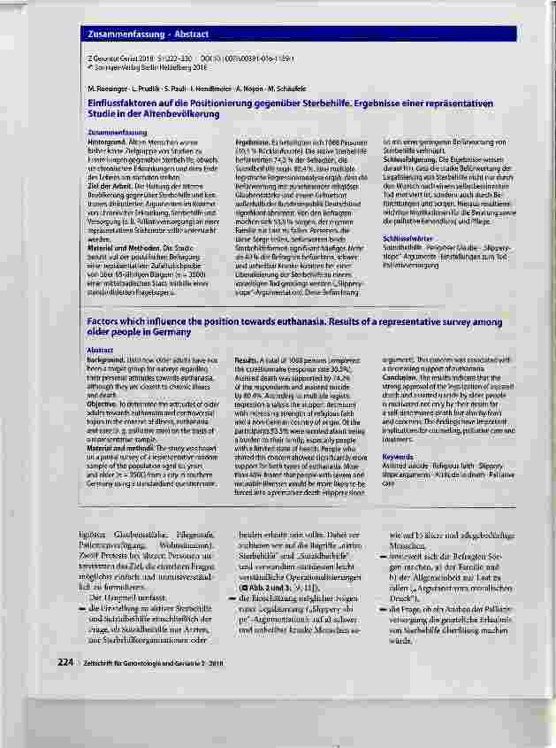 Vorschauseite 3: Einflussfaktoren auf die Positionierung gegenüber Sterbehilfe