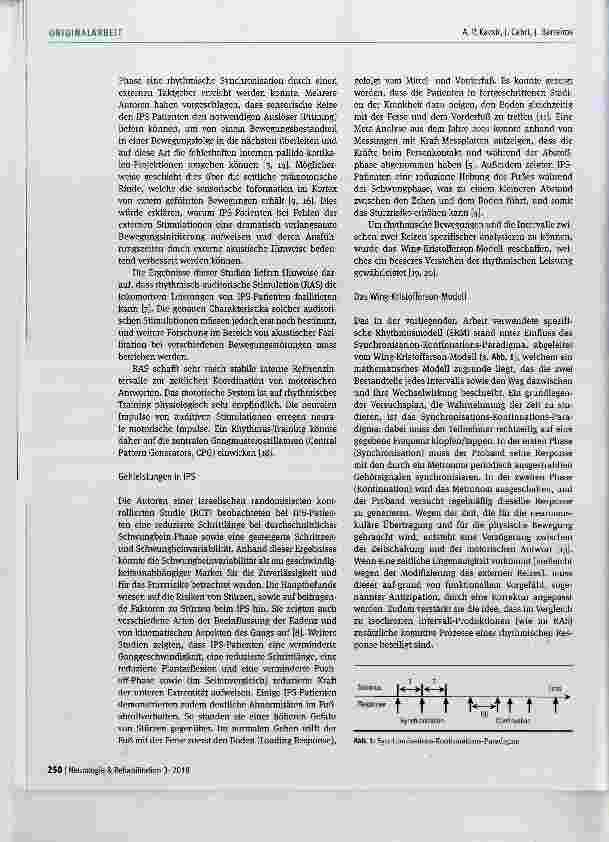 Vorschauseite 2: Morbus Parkinson: Verwendung eines spezifischen Rhythmusmodeils durch Tapping der Füße eine prospektive Einzelsystemstudie