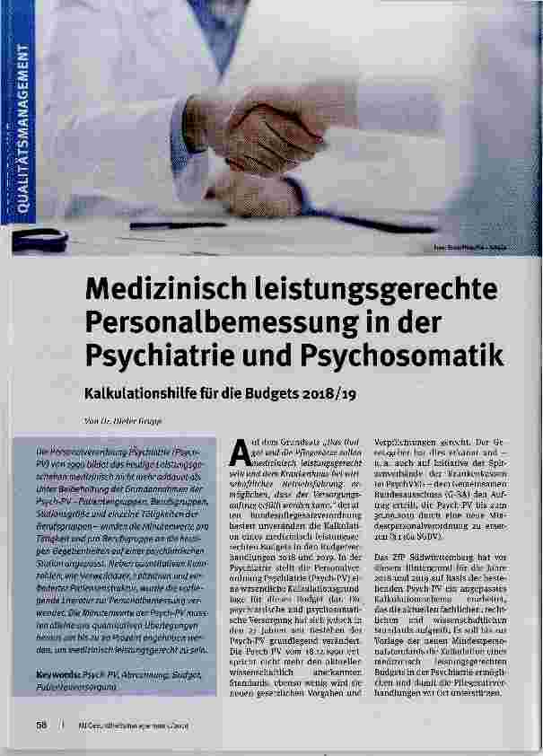 Vorschauseite 1: Medizinisch leistungsgerechte Personalbemessung in der Psychiatrie und Psychosomatik