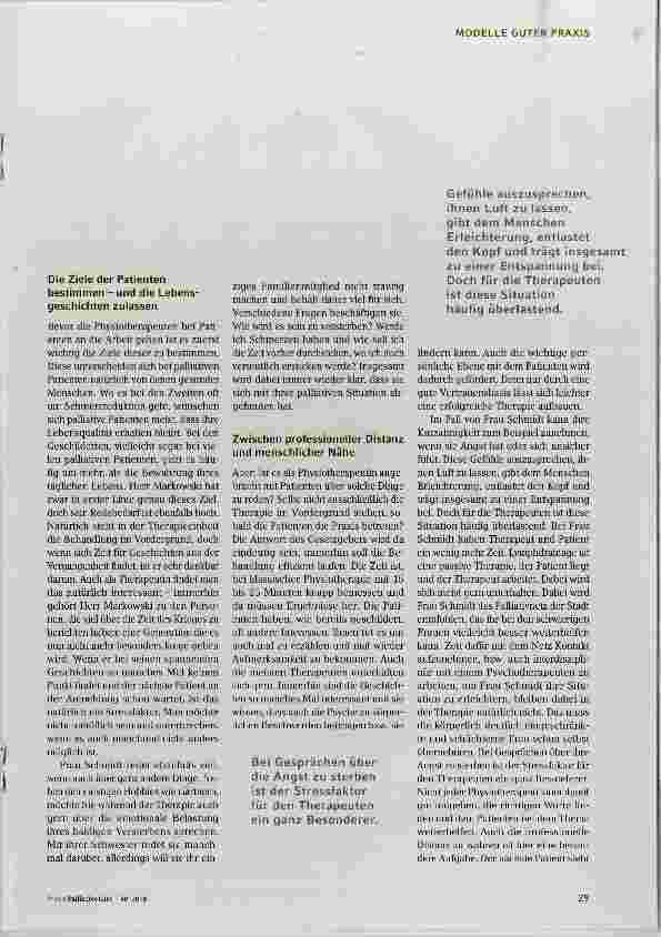 Vorschauseite 2: Physiotherapie bei Patienten, die um ihr baldiges Versterben wissen
