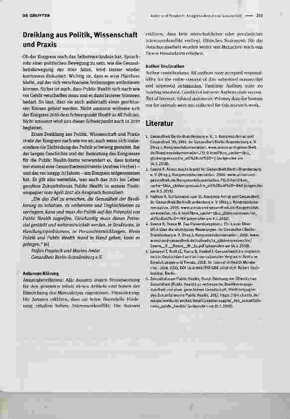 Vorschauseite 3: Kongress Armut und Gesundheit Poverty and Health Congress