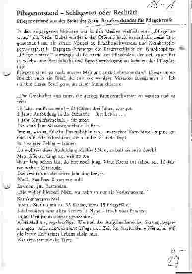 Vorschauseite 1: Pflegenotstand - Schlagwort oder Realität?