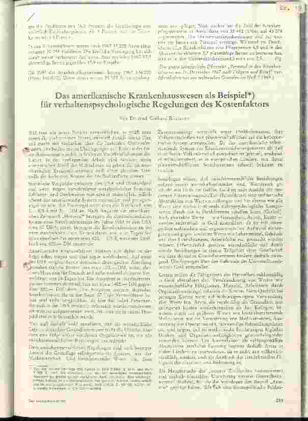 Vorschauseite 5: Die Deutschen Krankenhäuser 1967, fachliche Gliederung und Personalbestand