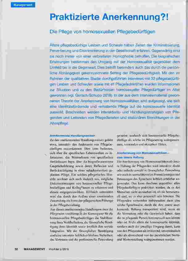 Vorschauseite 1: Praktizierte Anerkennung? !