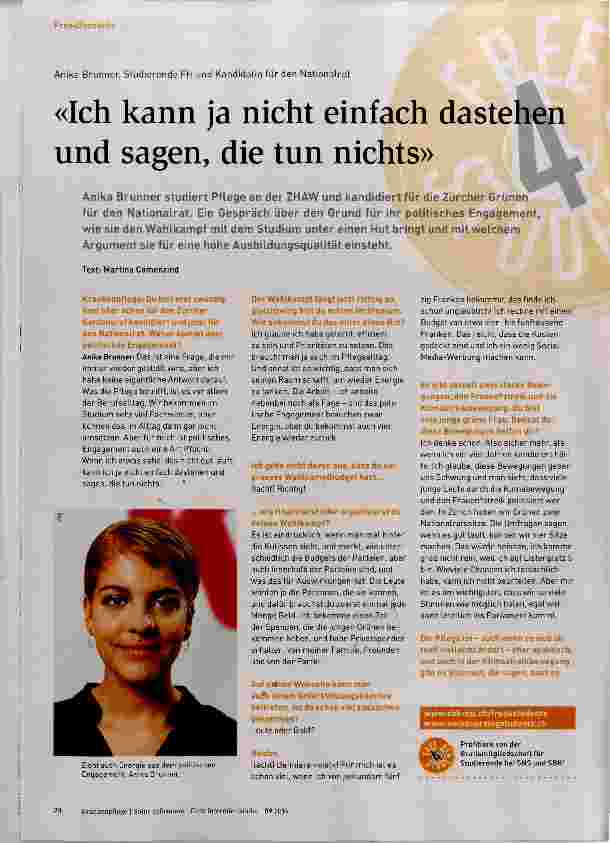 Vorschauseite 1: «Ich kann ja nicht einfach dastehen und sagen, die tun nichts»