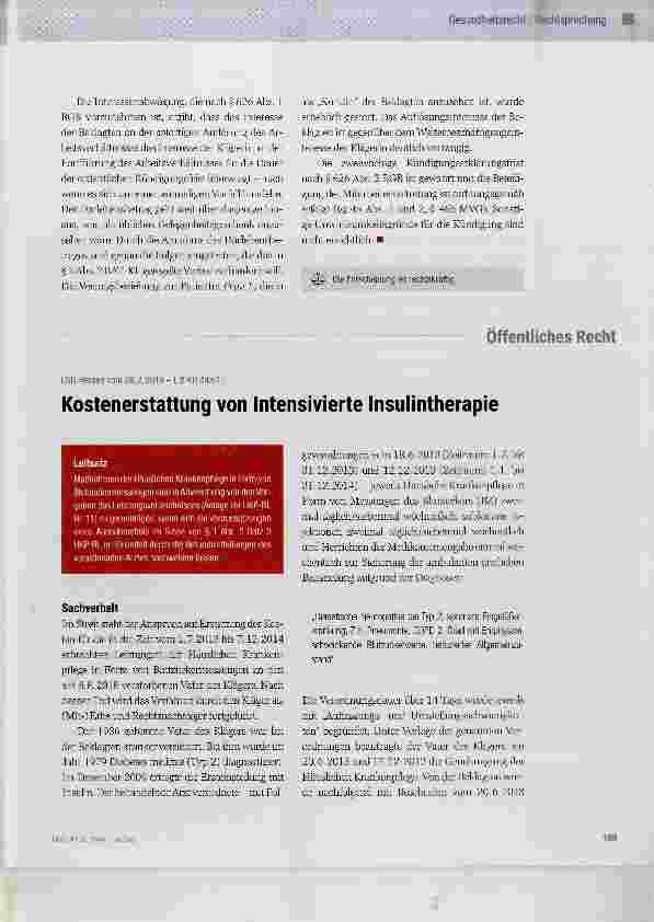 Vorschauseite 1: Kostenerstattung von Intensivierte Insulintherapie