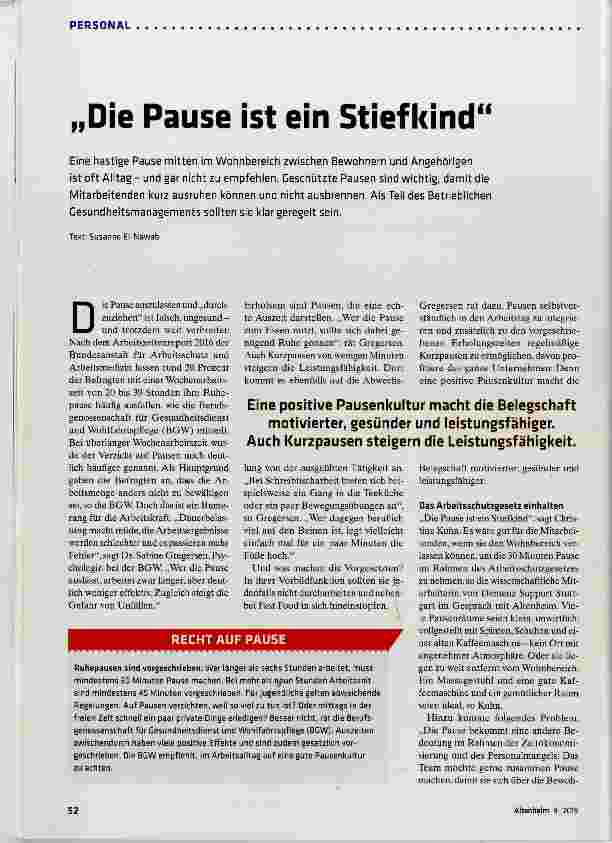 Vorschauseite 1: Die Pause ist ein Stiefkind