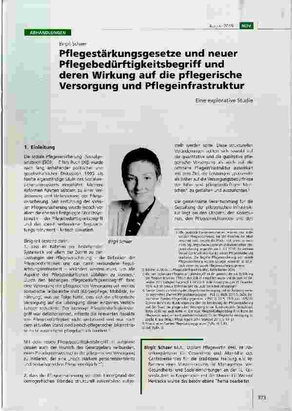 Vorschauseite 1: Pflegestärkungsgesetze und neuer Pflegebedürftigkeitsbegriff und deren Wirkung auf die pflegerische Versorgung und Pflegeinfrastruktur