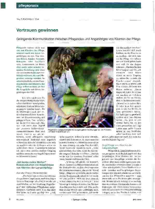 Vorschauseite 1: Vertrauen gewinnenGelingende Kommunikation zwischen Pflegenden und Angehörigen von Klienten der Pflege