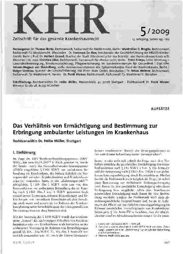 Vorschauseite 1: Das Verhältnis von Ermächtigung und Bestimmung zur Erbringung ambulanter Leistungen im Krankenhaus
