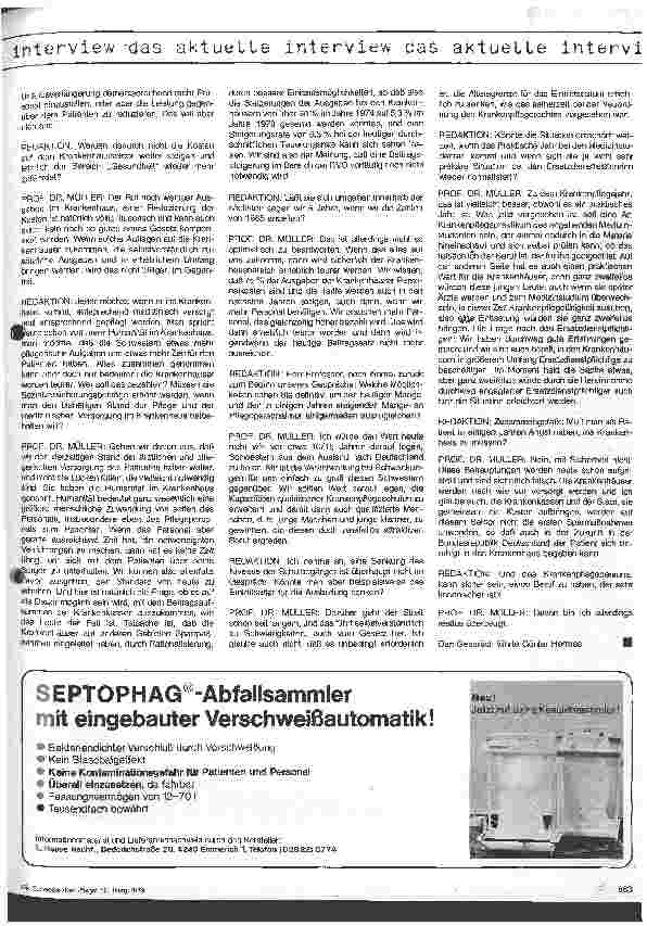 Vorschauseite 2: Verschärft sich der Personalmangel in den Krankenhäusern in den 80er Jahren