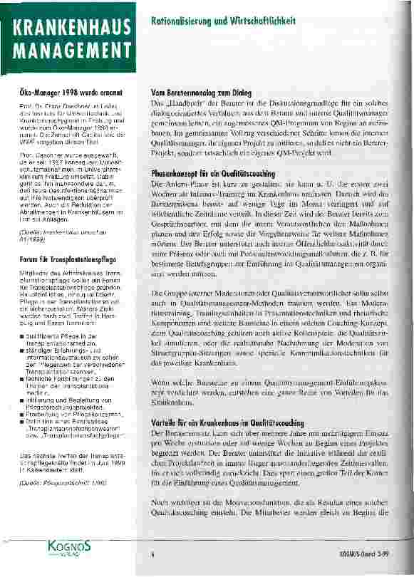 Vorschauseite 3: Coaching im Qualitätsmanagement ein Konzept zur Weiterentwicklung des Berater-Klienten-Verhältnisses