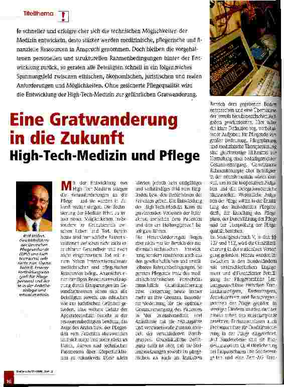 Vorschauseite 1: Eine Gratwanderung in die Zukunft High-Tech-Medizin und Pflege