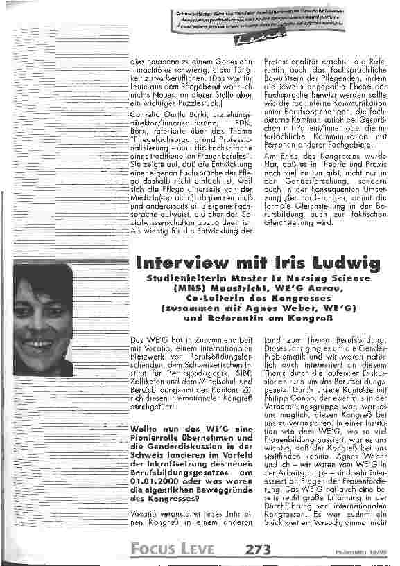 Vorschauseite 1: Interview mit Iris Ludwig, Studienleiterin Master In Nursing Science