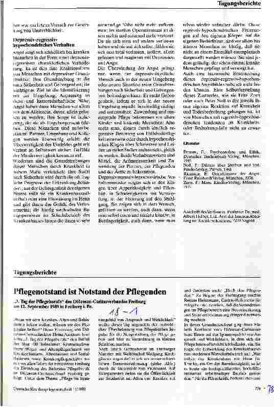 Vorschauseite 1: Pflegenotstand ist Notstand der Pflegenden 3. Tag der Pflegeberufe in Freiburg am 12. 09. 89