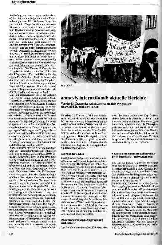 Vorschauseite 2: Pflegenotstand ist Notstand der Pflegenden 3. Tag der Pflegeberufe in Freiburg am 12. 09. 89